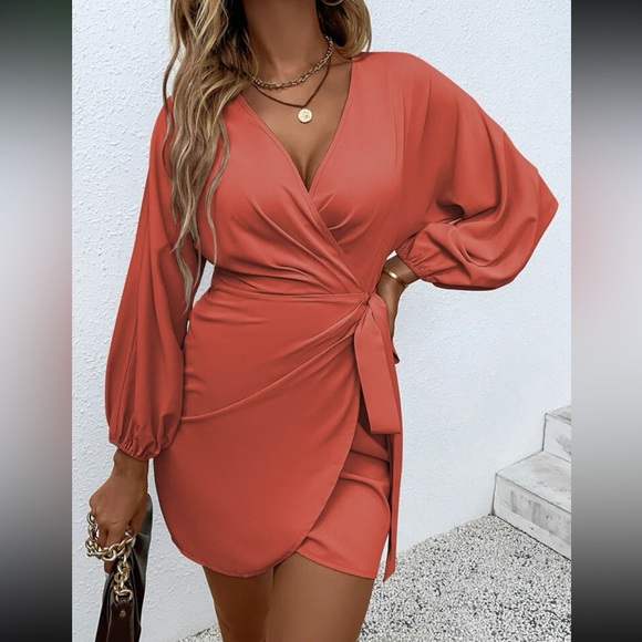 SURPLICE SHIRT DRESS WITH SIDE RUCHING main image 0